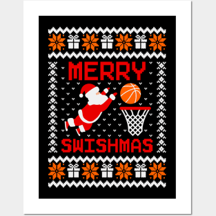 Merry Swishmas Basketball Ugly Sweater Posters and Art